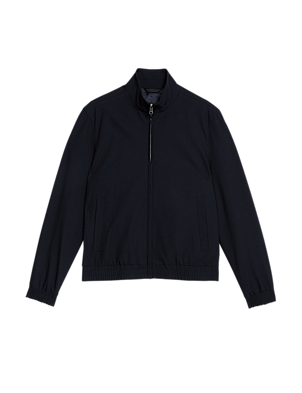 Funnel Neck Stretch Bomber Jacket
