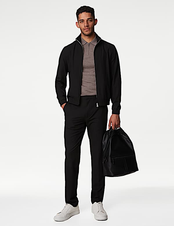 Funnel Neck Stretch Bomber Jacket