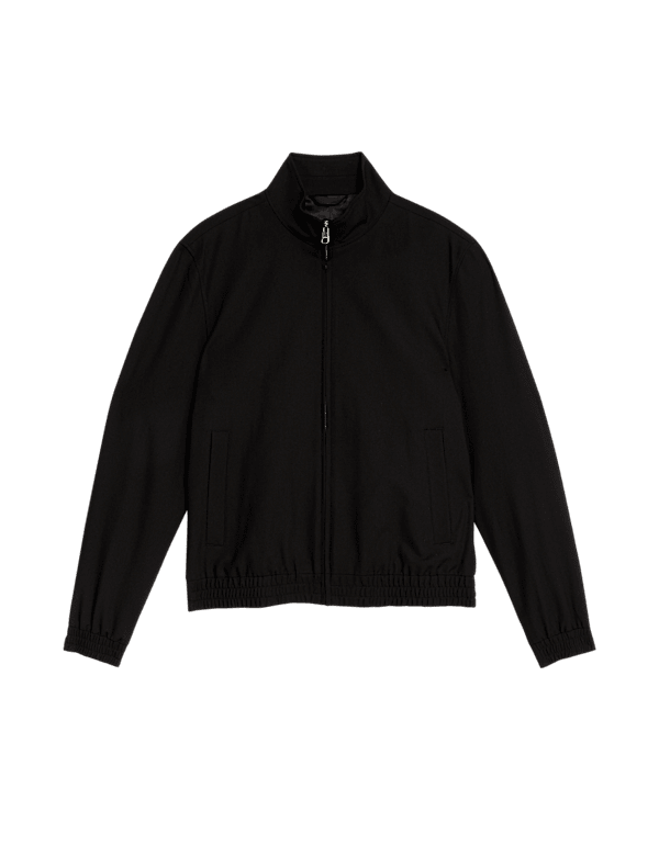 Funnel Neck Stretch Bomber Jacket