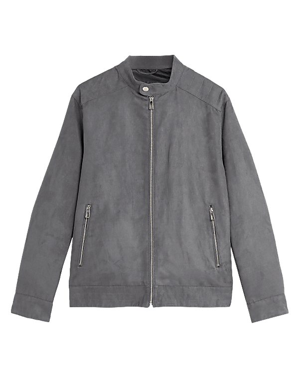 Faux Suede Biker Jacket