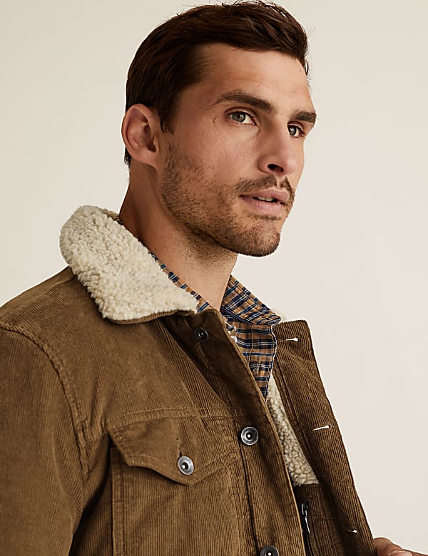 Cotton Borg Lined Cord Trucker Jacket