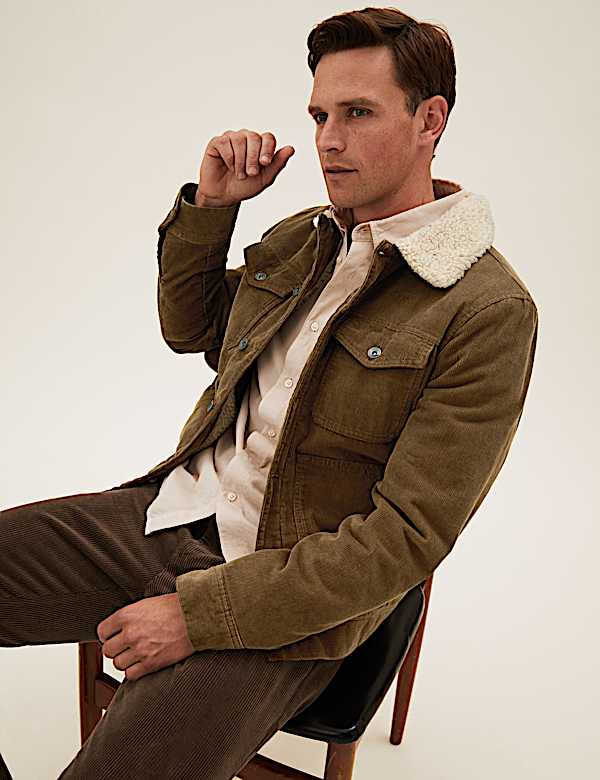 Pure Cotton Utility Borg Lined Jacket