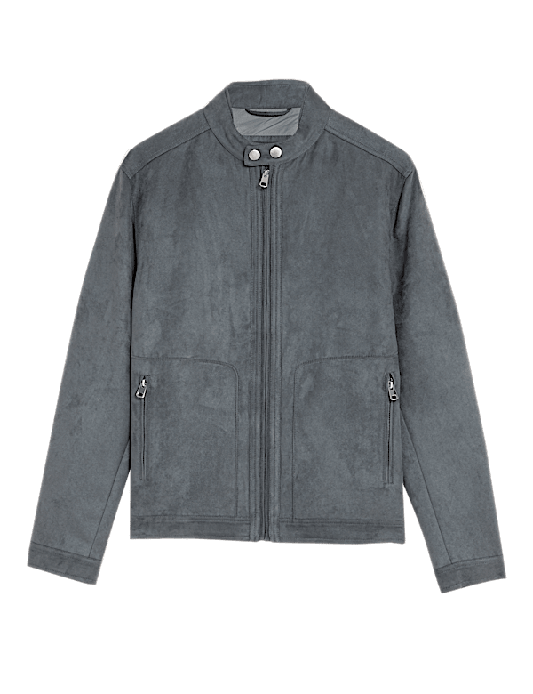 Faux Suede Biker Jacket