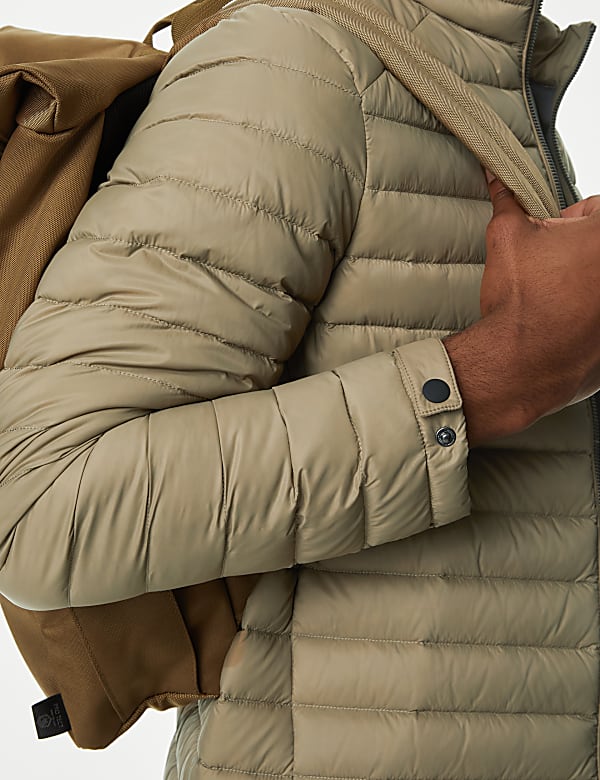 Zip Up Solid Puffed Jacket