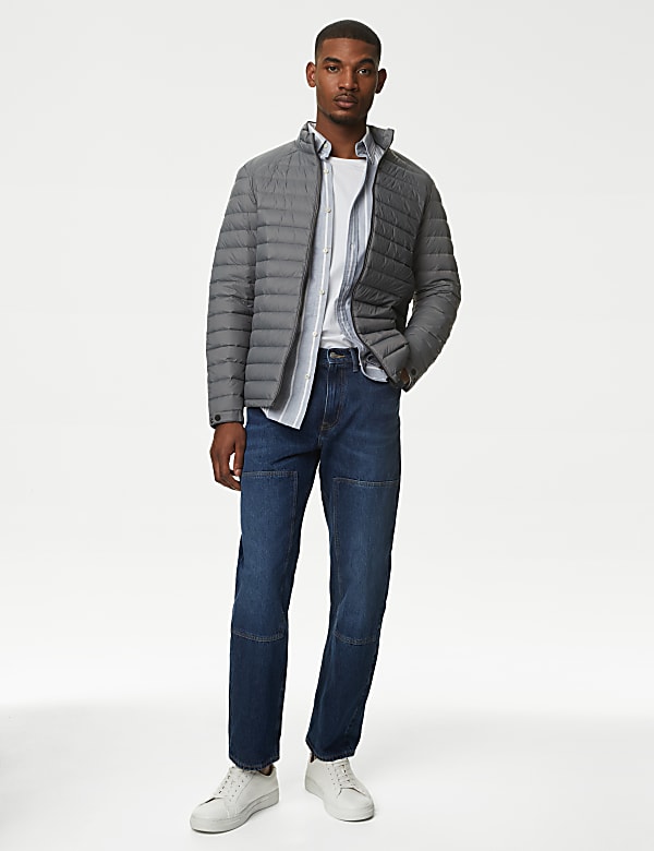 Zip Up Solid Puffed Jacket