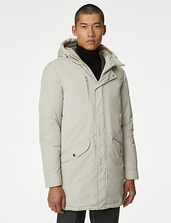 Hooded Feather and Down Parka Jacket with Stormwear