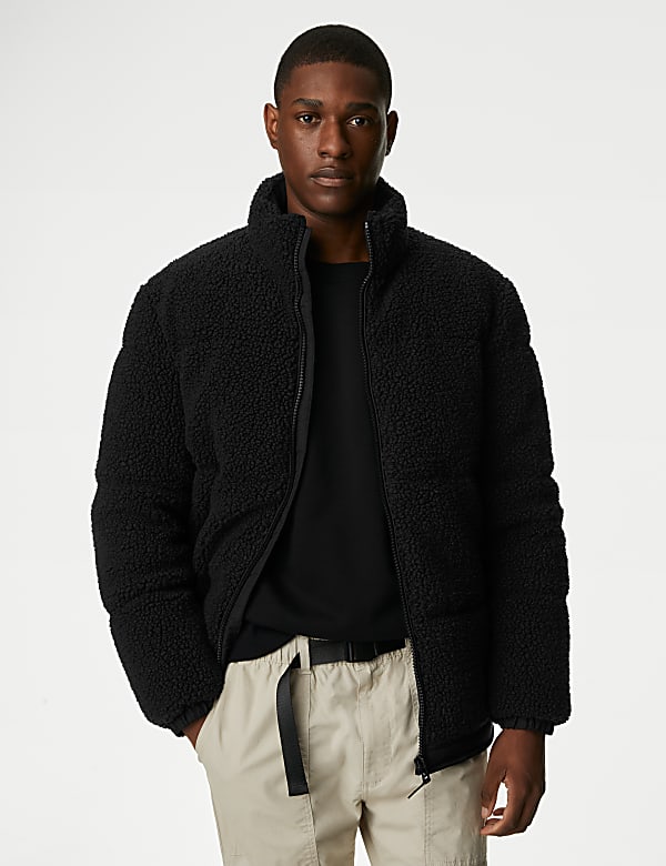 Borg Puffer Jacket with Thermowarmth BLACK MIX Jackets M S CZ