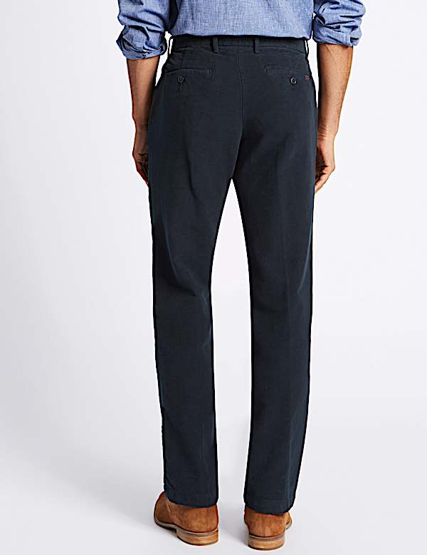 Pure Cotton Regular Fit Italian Moleskin Trousers