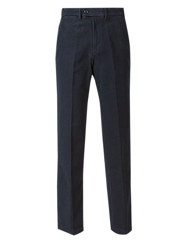 Pure Cotton Regular Fit Italian Moleskin Trousers