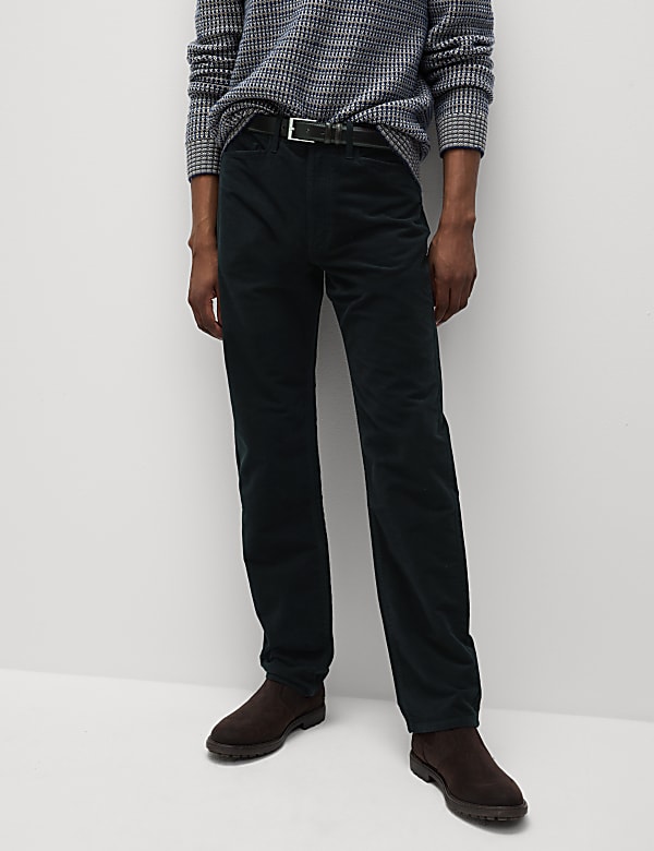 Regular Fit Italian Moleskin 5 Pocket Trousers