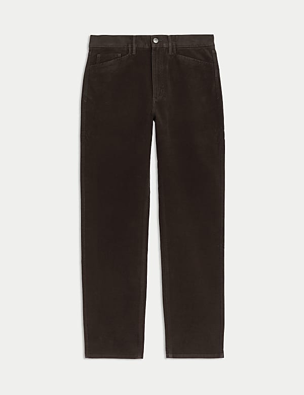 Straight Fit Italian Moleskin 5 Pocket Trousers - BE