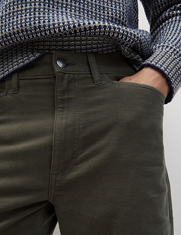 Straight Fit Italian Moleskin 5 Pocket Trousers - IL