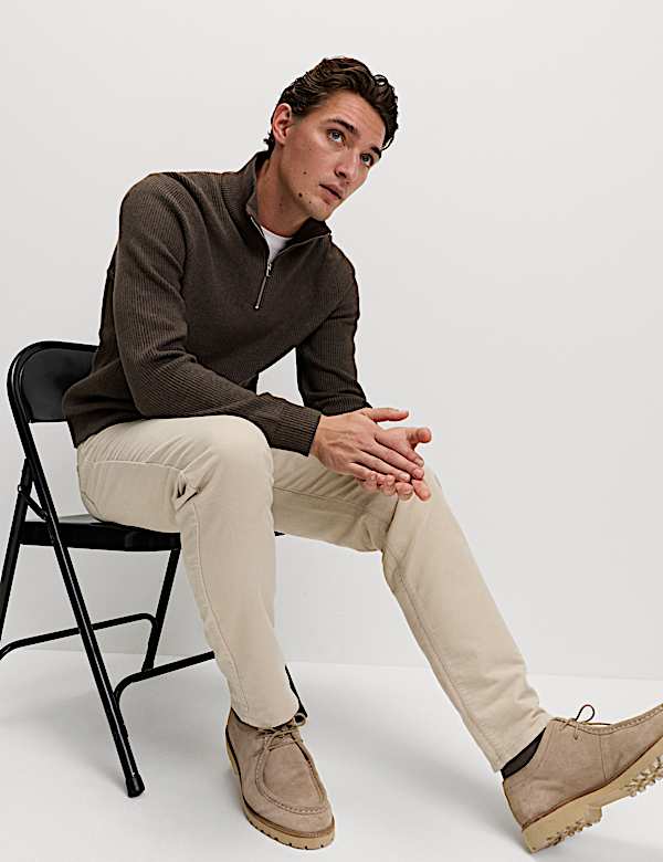 Regular Fit Italian Moleskin 5 Pocket Trousers