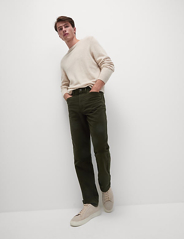 Regular Fit Italian Moleskin 5 Pocket Trousers - IL