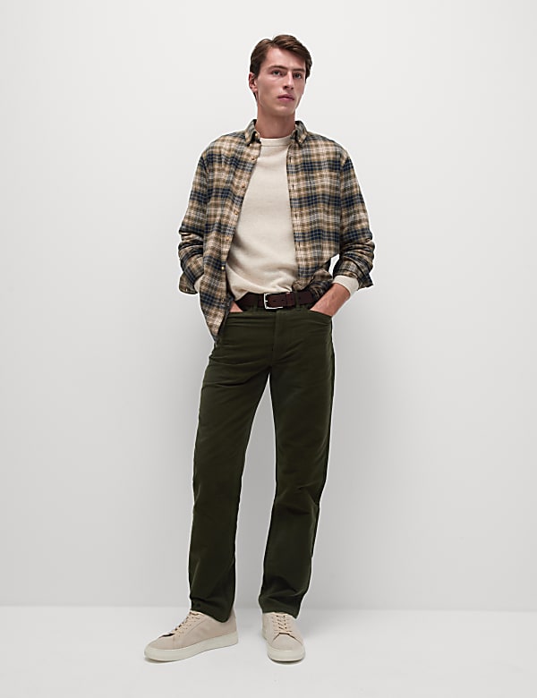 Straight Fit Italian Moleskin 5 Pocket Trousers