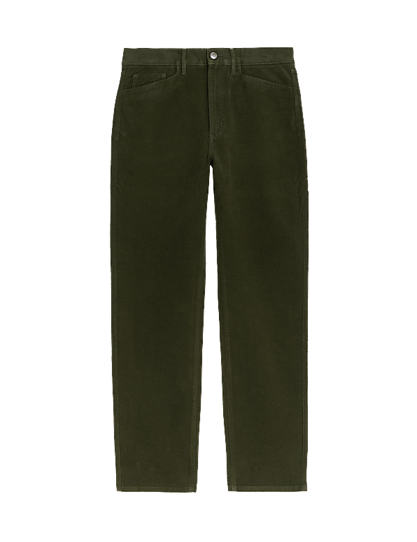 Straight Fit Italian Moleskin 5 Pocket Trousers
