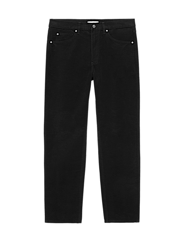 Straight Fit Italian Moleskin 5 Pocket Trousers
