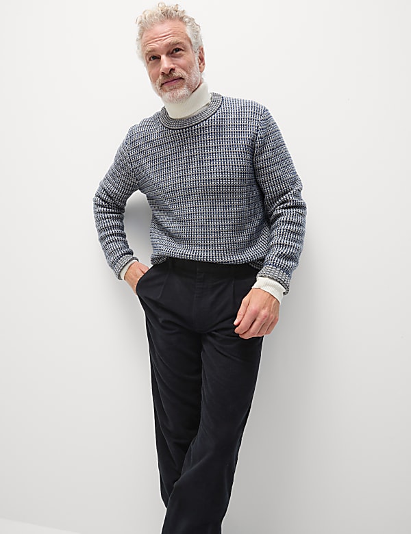 Regular Fit Italian Moleskin Pleated Trousers - SE