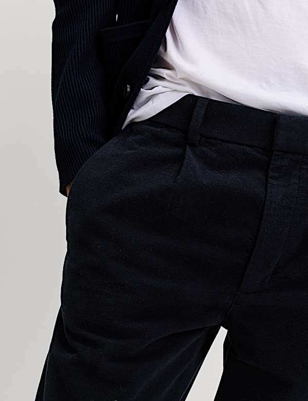 Regular Fit Italian Moleskin Trousers - NZ
