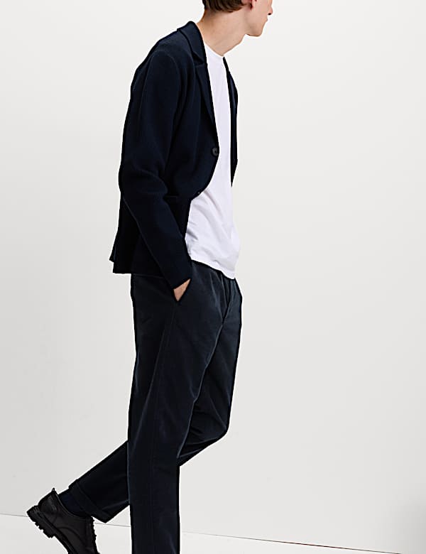 Regular Fit Italian Moleskin Trousers - NZ