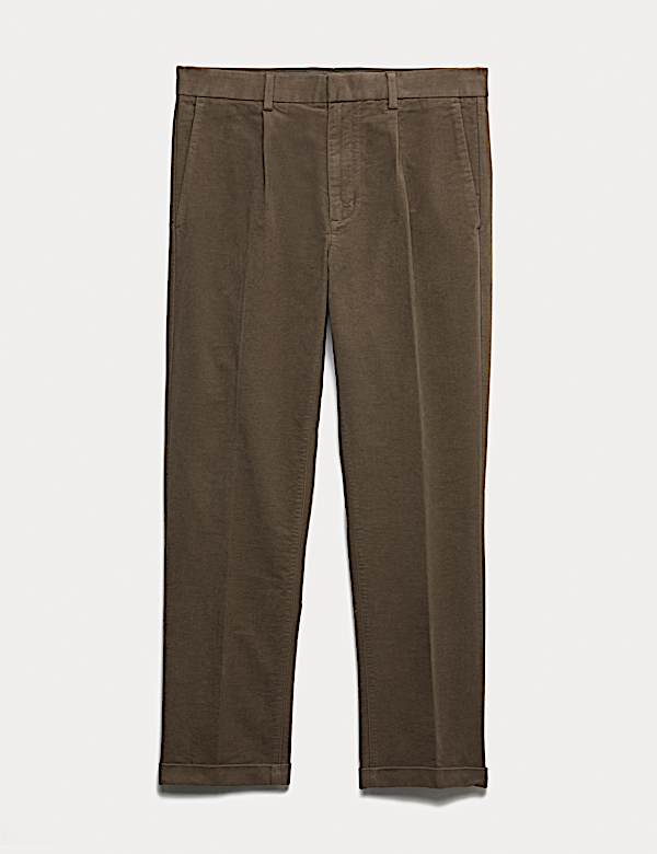Regular Fit Italian Moleskin Trousers - NZ