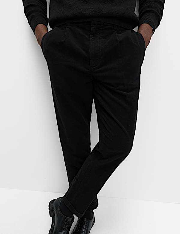 Straight Fit Italian Moleskin Chino Trousers - ES