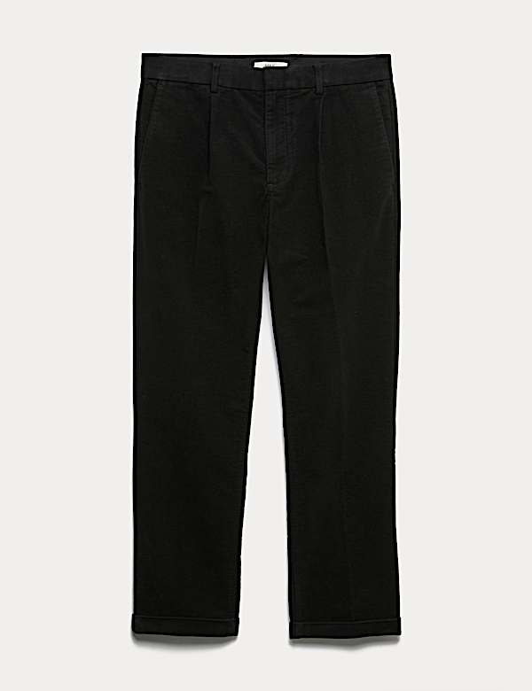 Straight Fit Italian Moleskin Chino Trousers - ES
