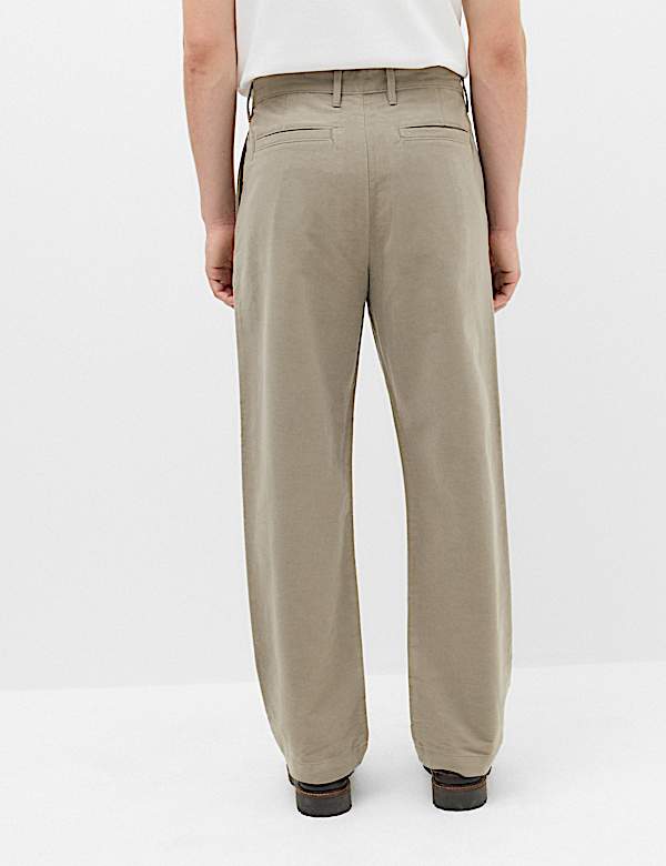 Pantalon &agrave; pli coupe d&eacute;contract&eacute;e en moleskine de coton - CH