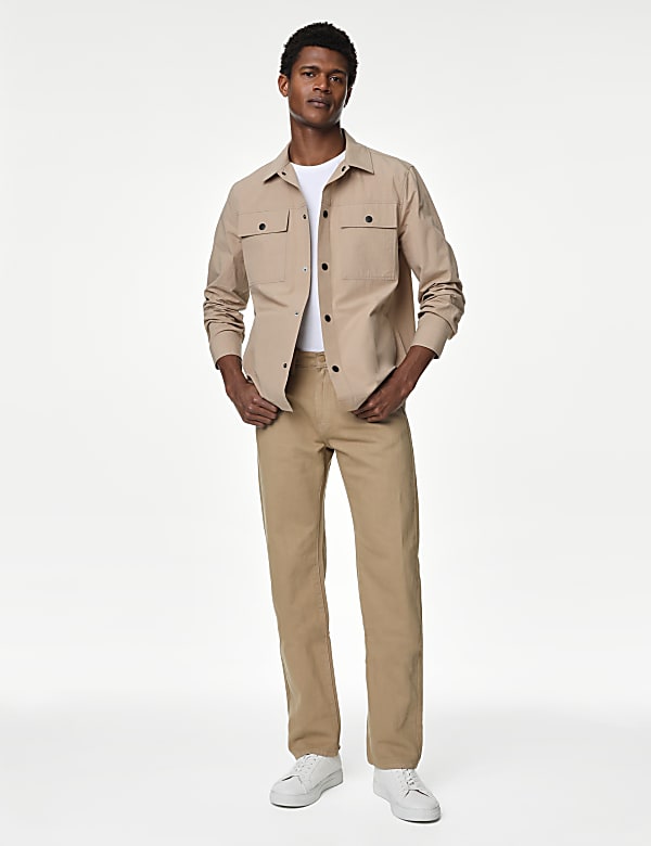 Straight Fit Linen Blend Jeans FAWN Jeans M S US