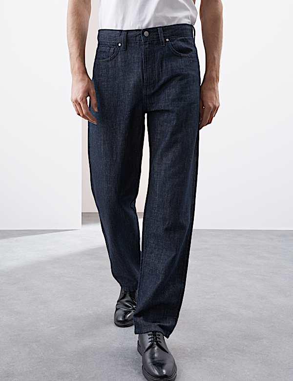 Loose Fit Lightweight Linen Blend Jeans - IL
