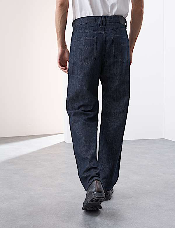 Loose Fit Lightweight Linen Blend Jeans - JE