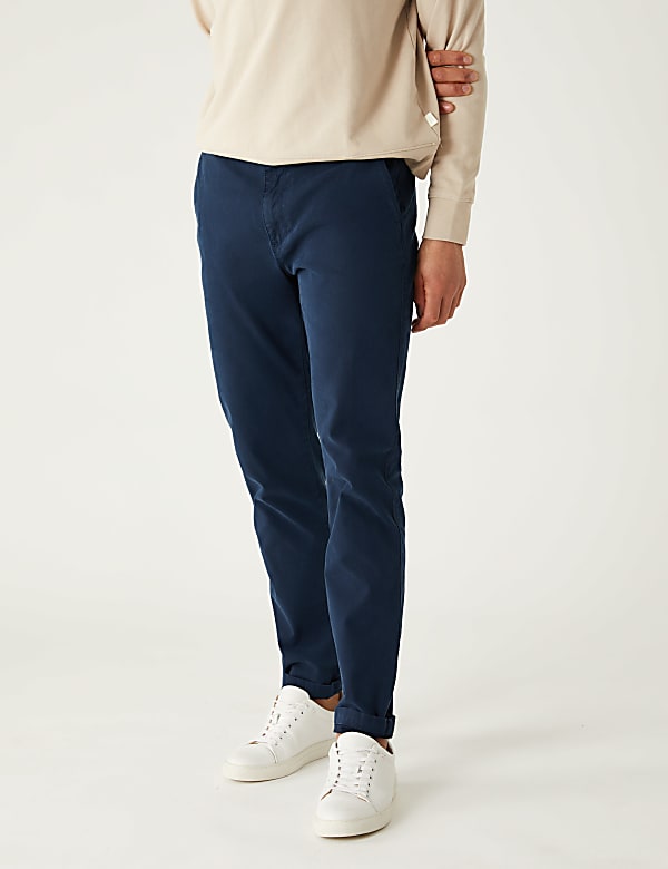 Slim Fit Textured Stretch Trousers