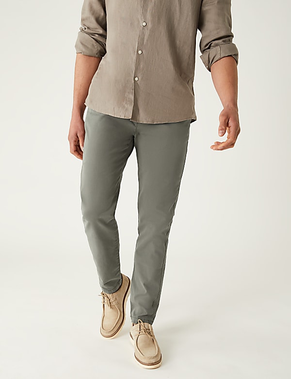 Slim Fit Textured Stretch Trousers