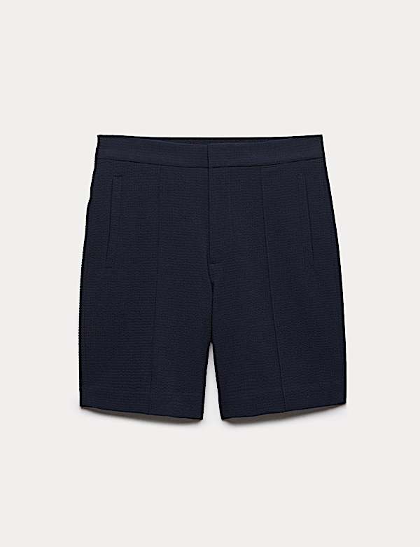 Short &eacute;l&eacute;gant en seersucker extensible - BE