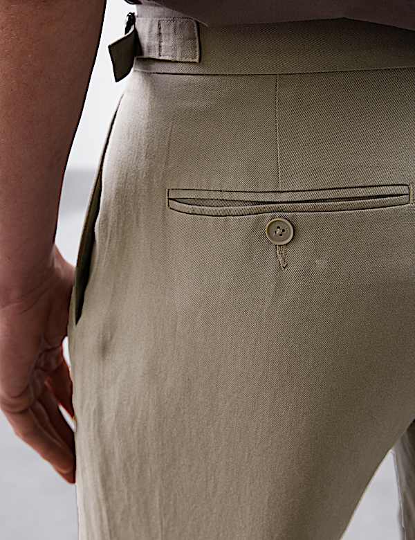 Pantalones cortos con pinzas en mezcla de lino de algod&oacute;n - US