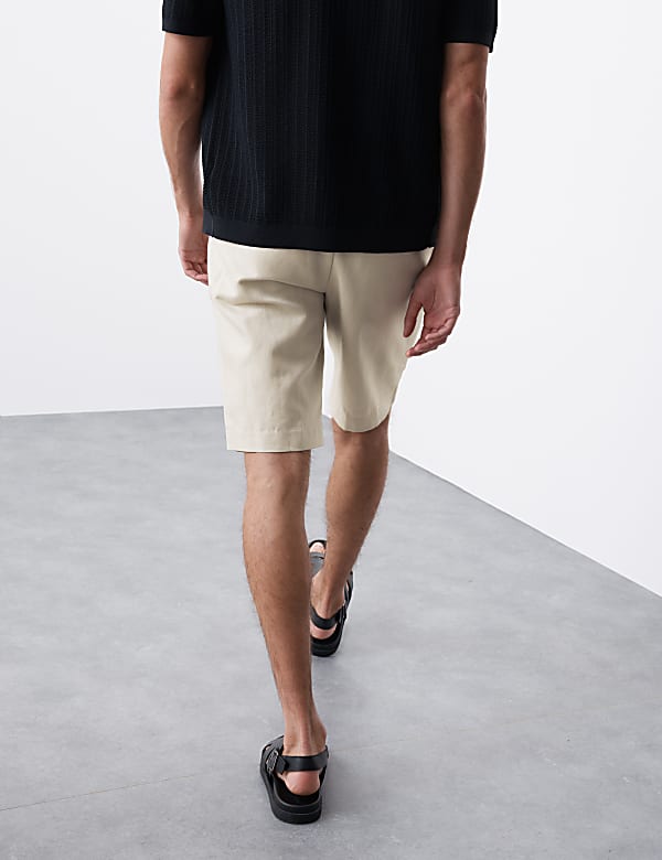 Cotton Linen Blend Single Pleat Shorts - PL