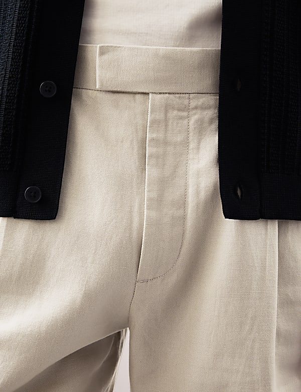 Cotton Linen Blend Single Pleat Shorts - PL