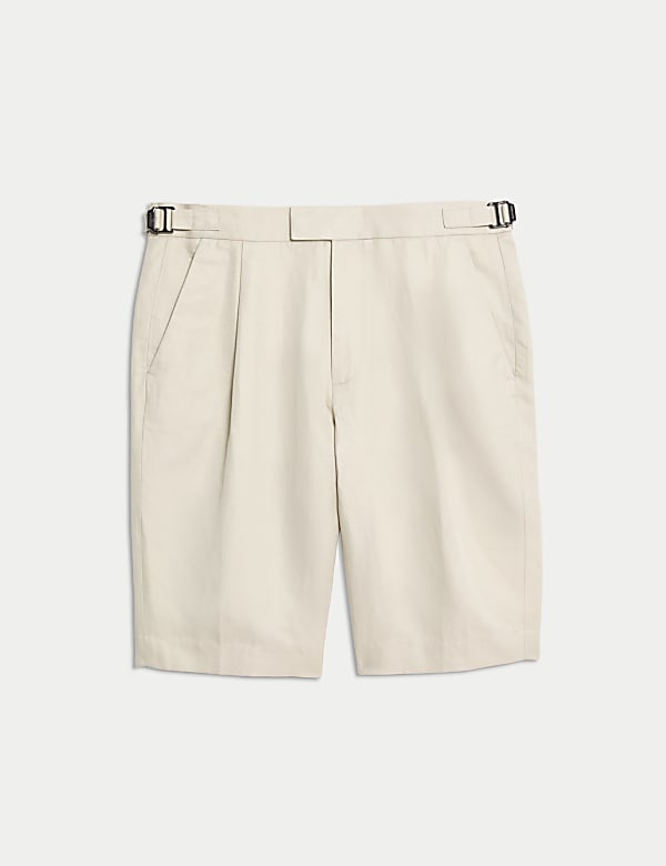 Cotton Linen Blend Single Pleat Shorts - PL