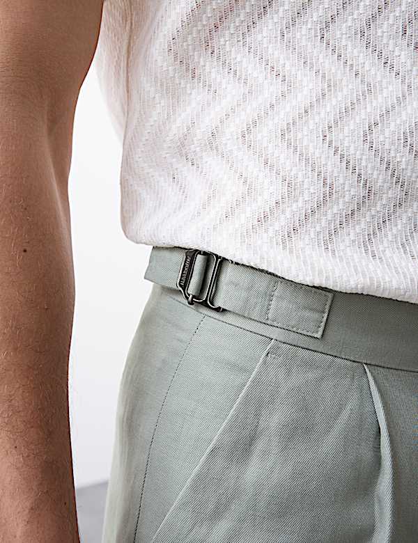 Cotton Linen Blend Single Pleat Shorts - FR