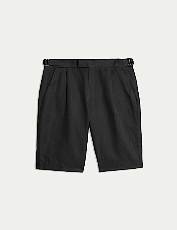 Cotton Linen Blend Single Pleat Shorts - DK