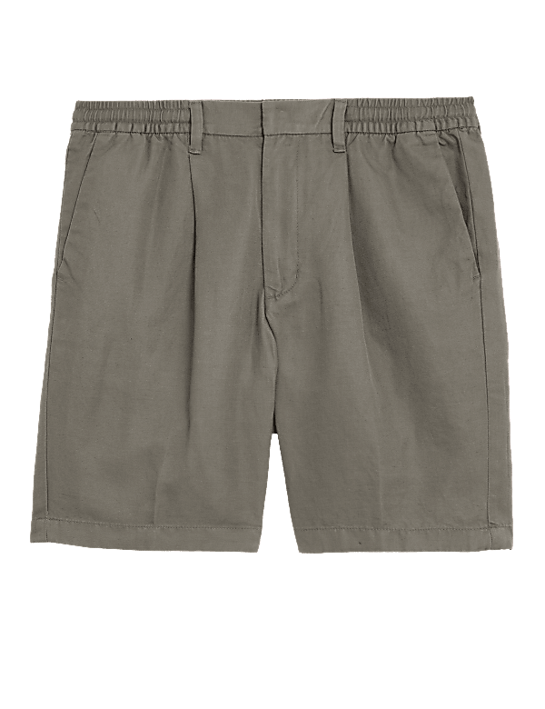 Cotton Linen Elasticated Waist Chino Shorts