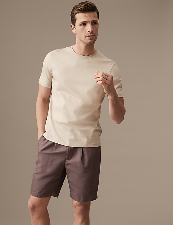 Cotton Linen Elasticated Waist Chino Shorts