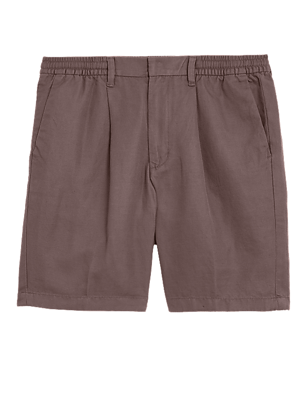 Cotton Linen Elasticated Waist Chino Shorts