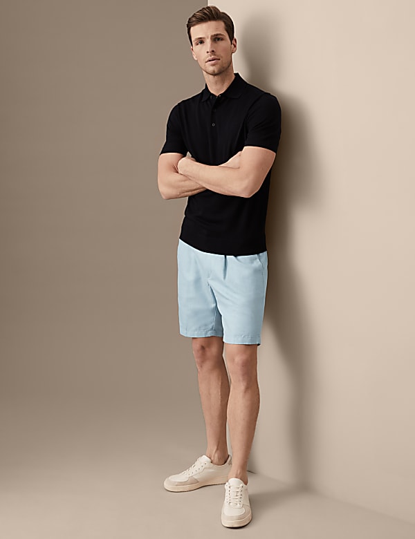 Cotton Linen Elasticated Waist Chino Shorts