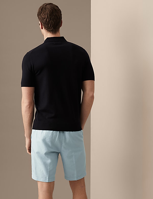 Cotton Linen Elasticated Waist Chino Shorts