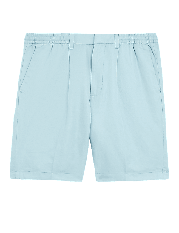 Cotton Linen Elasticated Waist Chino Shorts