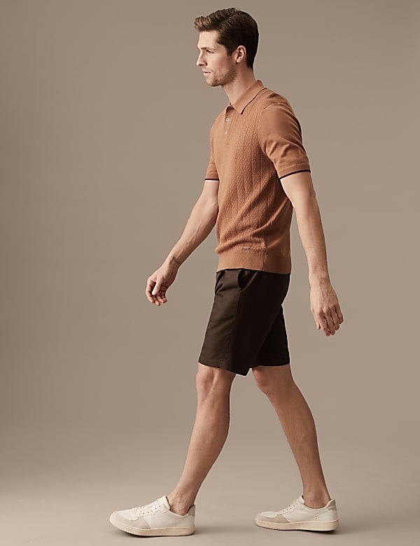 Cotton Linen Elasticated Waist Chino Shorts