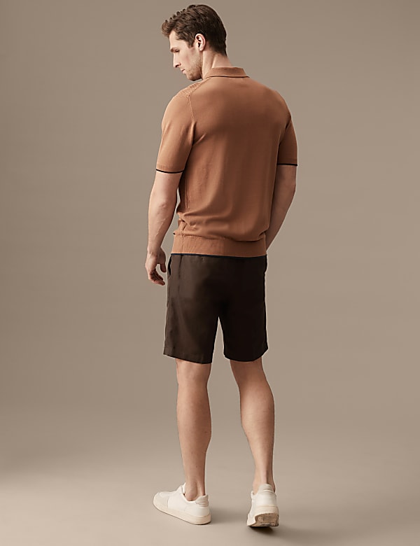 Cotton Linen Elasticated Waist Chino Shorts