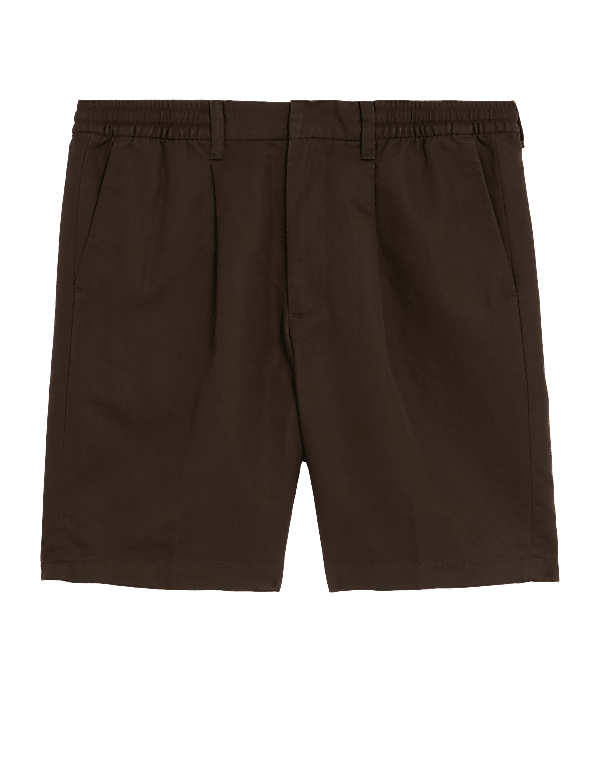 Cotton Linen Elasticated Waist Chino Shorts