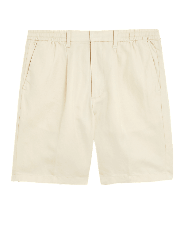 Cotton Linen Elasticated Waist Chino Shorts